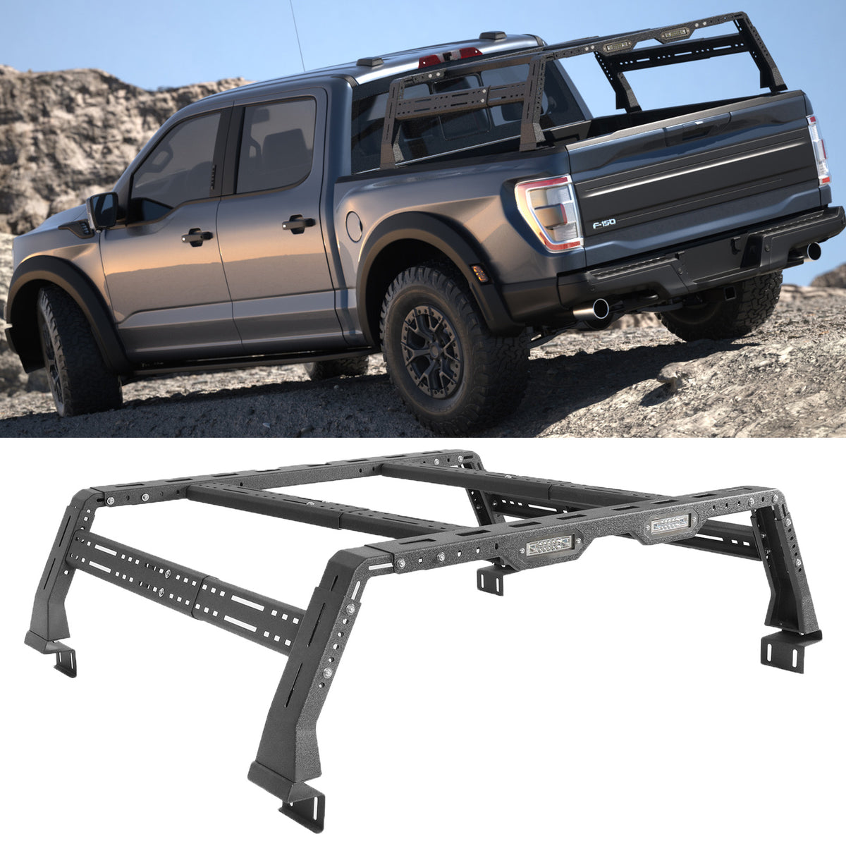 Truck Bed Racks Compatible with Dodge Ram 1500,Tacoma,Tundra,Jeep Gladiator JT, Chevy Silverado,Chevrolet Colorado,Ford Ranger,Frontier,Titan,Ford F-150 & Raptor,Overland Bed Rack for Truck