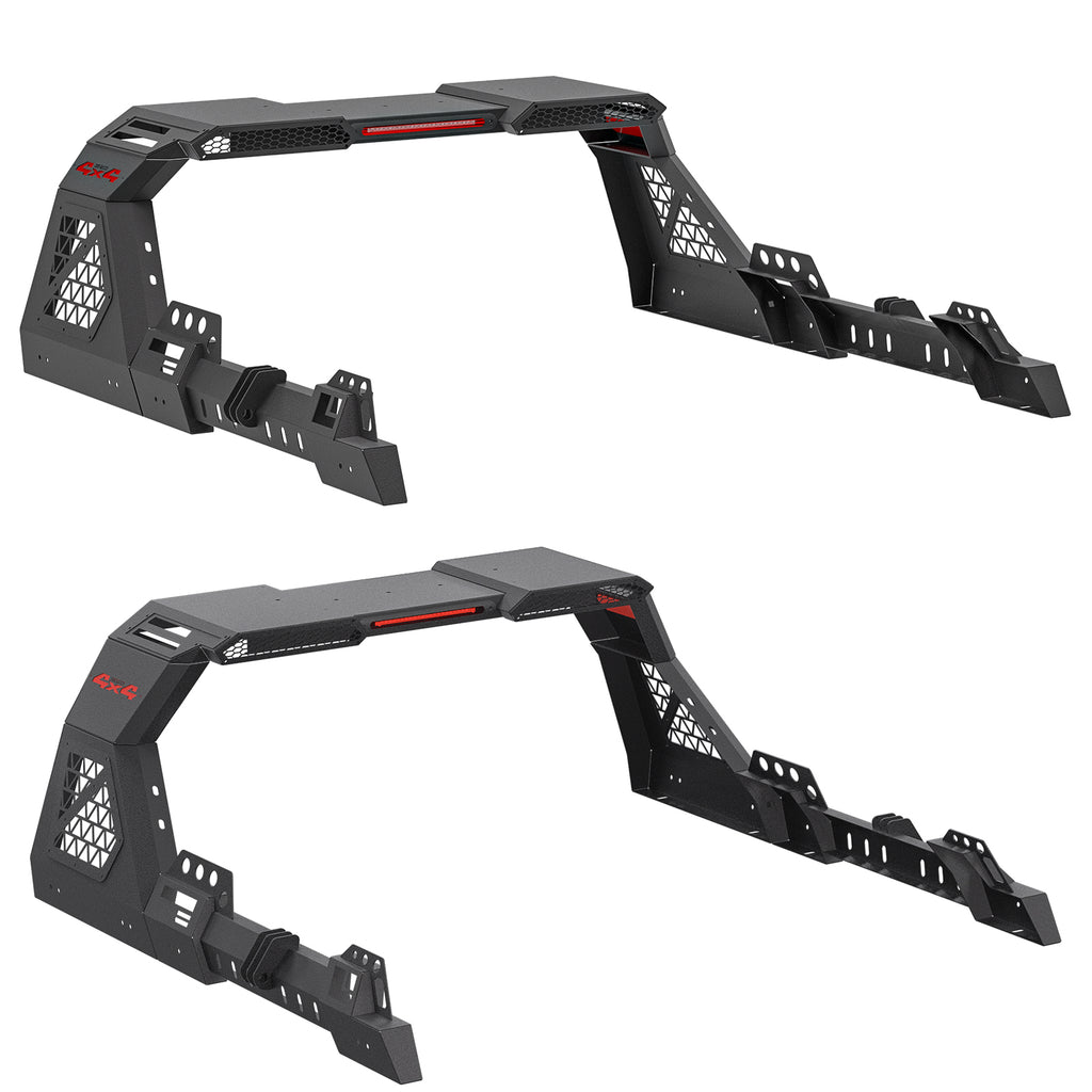 Heavy-Duty Steel Adjustable Sport Roll Bar for Full-Size & Mid-Size Pickup Trucks - Compatible with Toyota Tacoma, Tundra, Sequoia, Ram 1500/2500/3500, Ford F-150/F-250/F-350, Chevy Silverado, GMC Sierra - with LED Lights, Universal Automotive Accessories