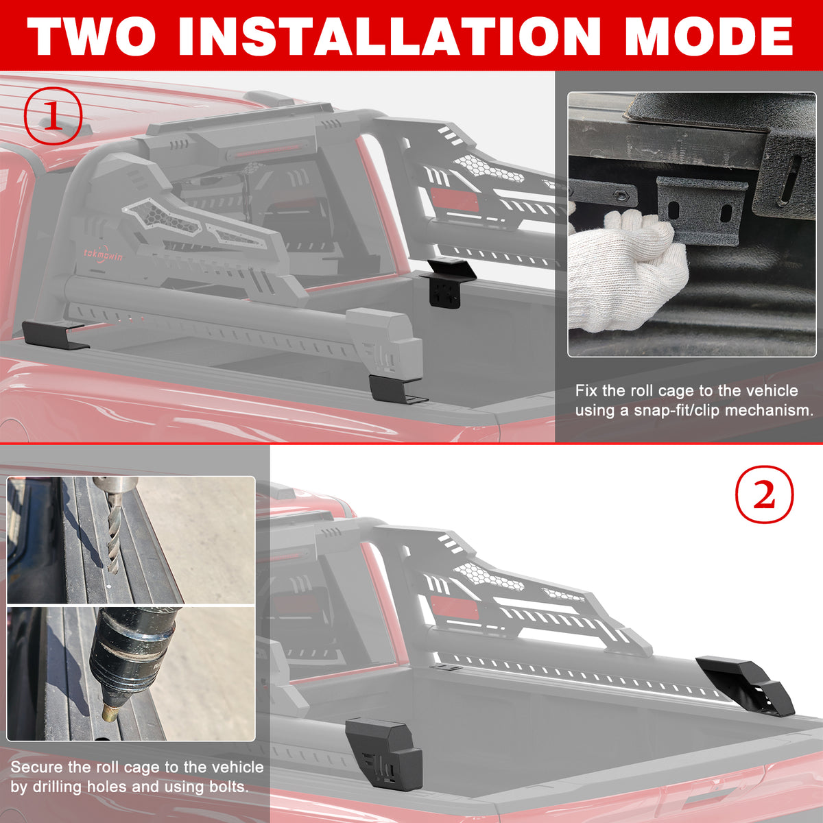 Universal Truck Bed Roll Bar for Mid-Size & Full-Size Trucks, Steel Chase Rack Sport Bar for Ford F-150, for Chevy Silverado & GMC Serria 1500, Colorado & Canyon, for Tacoma Tundra, Gladiator,car accessories