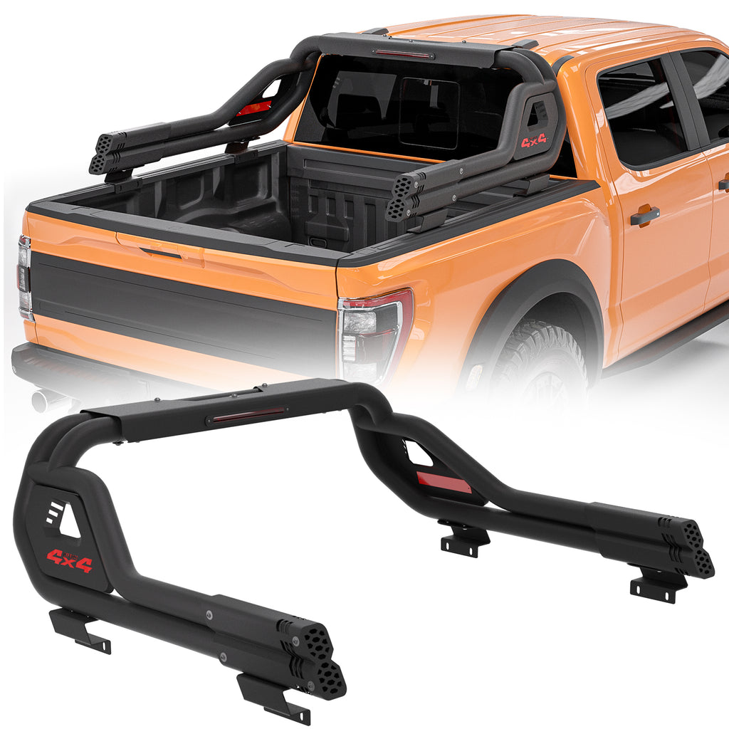 Adjustable Width Heavy-Duty Steel Sport Bed Rack Roll Bar - Universal Automotive Vehicle Accessories for Full-Size & Mid-Size Pickup Trucks, Cargo Safety Fit for Ford F-150/F-250/F-350, Ram 1500/2500/3500, Tacoma, Tundra, GMC Sierra, Silverado, Titan, Uni