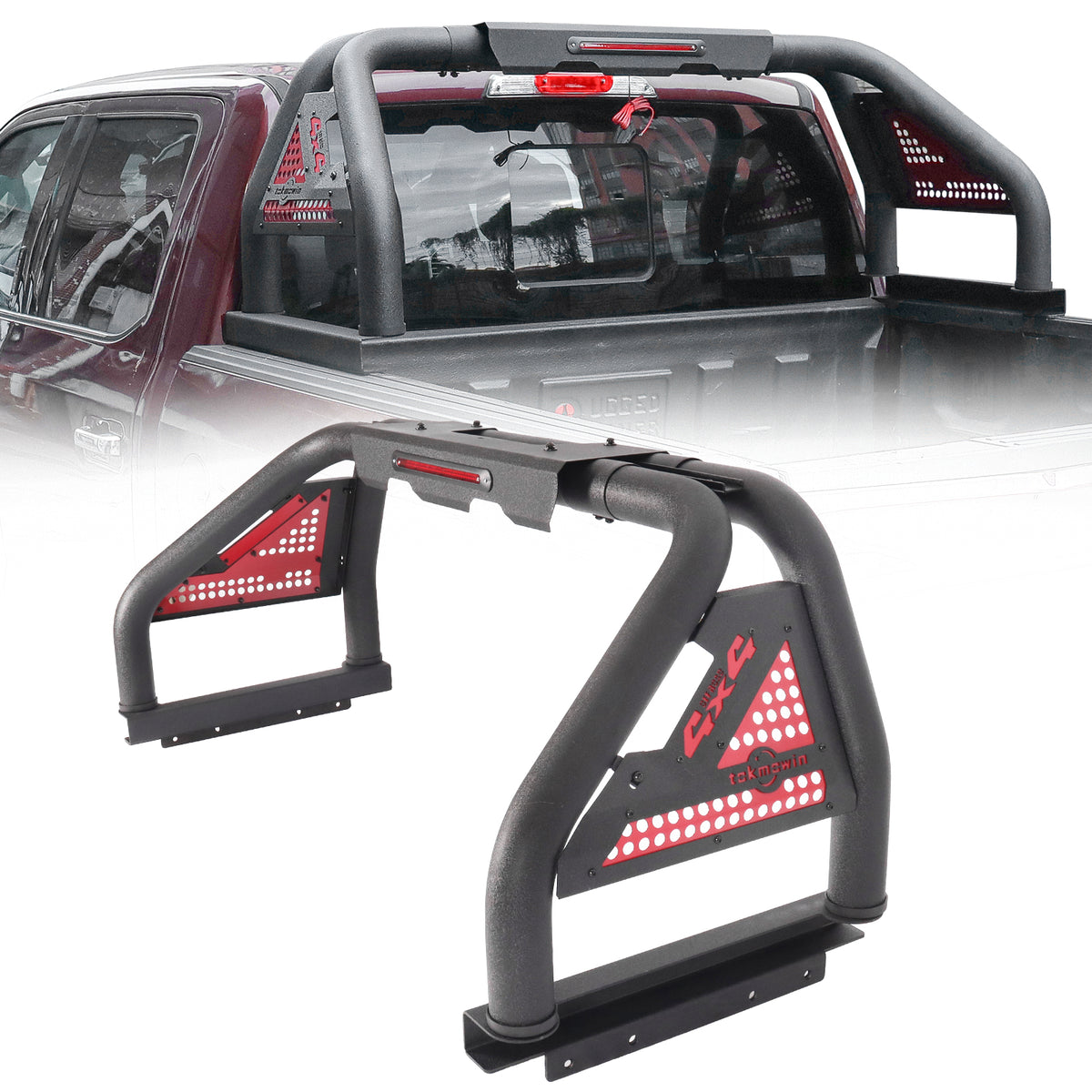 Truck Bed Roll Bar, Universal Sport Roll Bar Adjustable Chase Rack for Pickup Trucks Compatible with F-150/F-250/F-350, Ram 1500/2500/3500, Chevy Silverado,GMC Sierra,Tacoma,Tundra,Titan,Sequoia