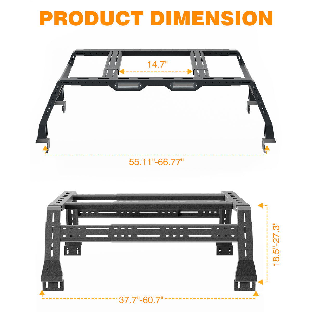 Truck Bed Racks Compatible with Dodge Ram 1500,Tacoma,Tundra,Jeep Gladiator JT, Chevy Silverado,Chevrolet Colorado,Ford Ranger,Frontier,Titan,Ford F-150 & Raptor,Overland Bed Rack for Truck