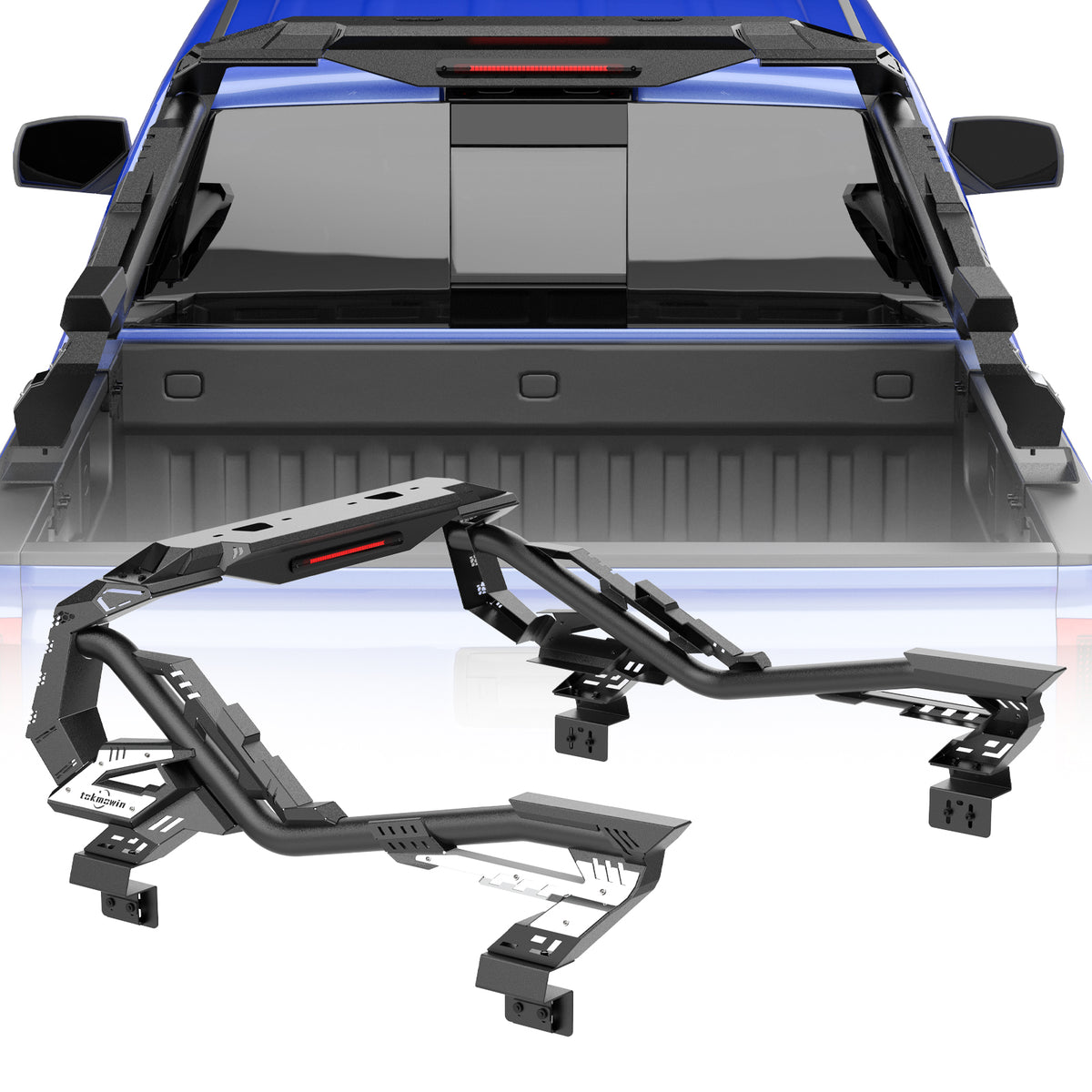Truck Bed Roll Bar for Mid-Size & Full-Size Trucks, Cargo Chase Rack Sport Bar for Ford F-150, Ranger, for Chevy Silverado & GMC Serria 1500, Colorado & Canyon, for Toyota Tacoma, Frontier, Light Box, Steel, Length Adjustable
