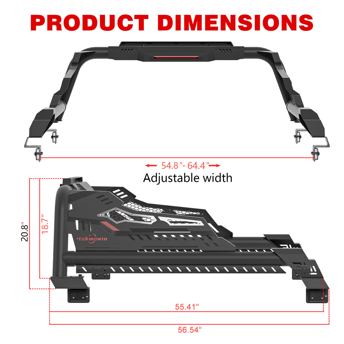 Universal Truck Bed Roll Bar for Mid-Size & Full-Size Trucks, Steel Chase Rack Sport Bar for Ford F-150, for Chevy Silverado & GMC Serria 1500, Colorado & Canyon, for Tacoma Tundra, Gladiator,car accessories