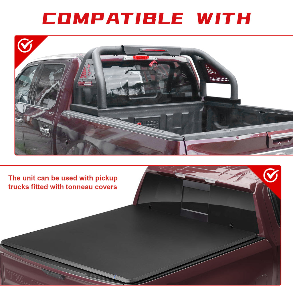 Truck Bed Roll Bar, Universal Sport Roll Bar Adjustable Chase Rack for Pickup Trucks Compatible with F-150/F-250/F-350, Ram 1500/2500/3500, Chevy Silverado,GMC Sierra,Tacoma,Tundra,Titan,Sequoia