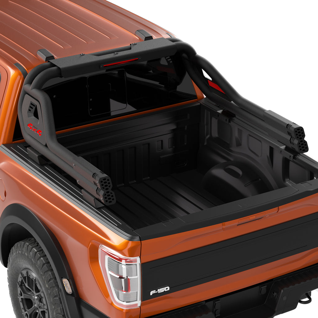 Adjustable Width Heavy-Duty Steel Sport Bed Rack Roll Bar - Universal Automotive Vehicle Accessories for Full-Size & Mid-Size Pickup Trucks, Cargo Safety Fit for Ford F-150/F-250/F-350, Ram 1500/2500/3500, Tacoma, Tundra, GMC Sierra, Silverado, Titan, Uni