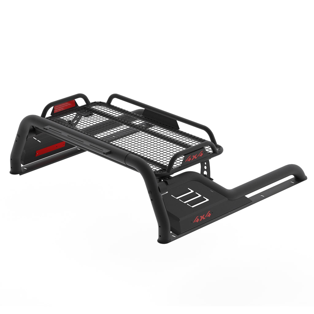 Truck Roll Bar with Cargo Carrier Basket, Adjustable Sport Rack Roll Bars Chase Rack Fit for Ford F-150/F-250/F-350,Dodge Ram,GMC Sierra,Chevy Silverado,Ranger,Tundra,Frontier,Titan (Full & Mid Size)